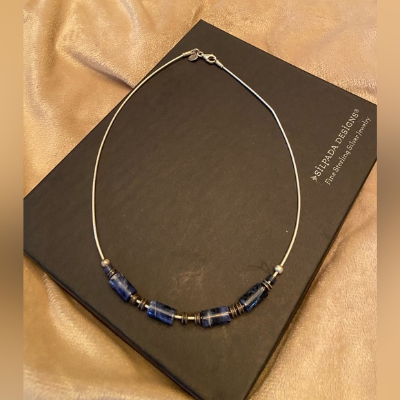 Silpada Retired Sterling Silver and Sodalite Necklace - Picture 1 of 4